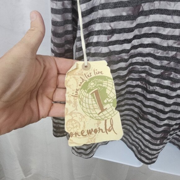 One World Gray Striped Grunge Cardigan Jacket Open Punk 2X NWT - Picture 12 of 13